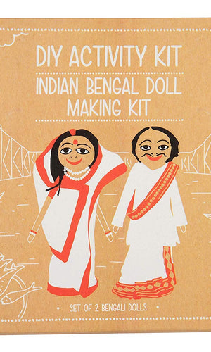 POTLI Handmade DIY Educational Toys Indian Traditional Doll Making Craft Kit (Costumes of West Bengal) Set of 2 Dolls for ( 10 Years +)