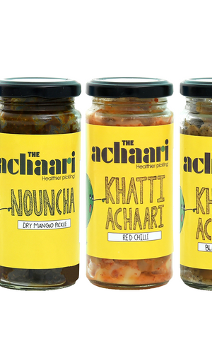 The Achaari Khatti Achaari Red Chilli, Khatti Achaari Black Pepper & Nouncha