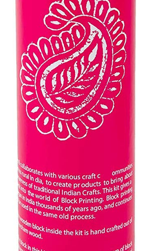 POTLI Handmade Wooden Block Print DIY Craft Kit Dupatta - ( Pink Paisley Design Block) (For All Ages)