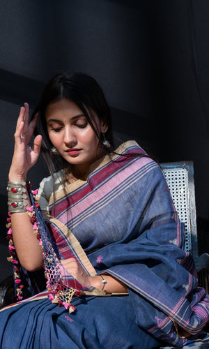 Bhujodi Cotton Linen Sari