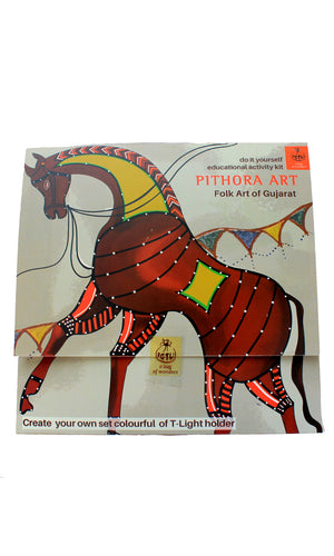 POTLI DIY Educational Craft Kit - T-lite Holder making kit with Pithora Art - 6 years +