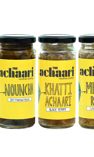 The Achaari Meetha Raita, Khatti Achaari Black Pepper & Nouncha