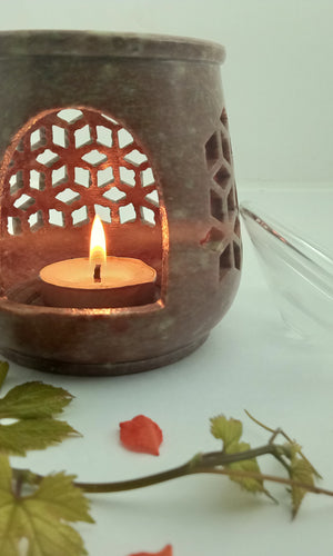 Buy Online Marble Inlay & Filigree Handcrafted Candle Pot -   1044172